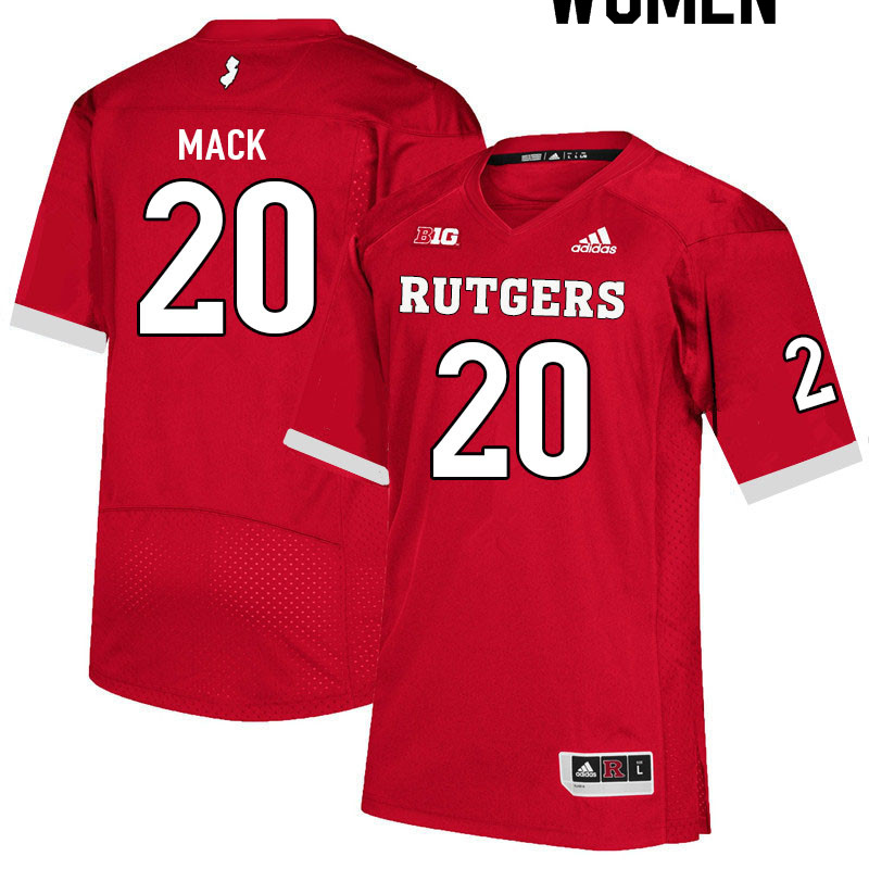 Women #20 Elijuwan Mack Rutgers Scarlet Knights College Football Jerseys Sale-Scarlet - Click Image to Close